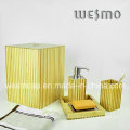 Acabado lavado blanco Set de baño de bambú (WBB0301D más contenedor de basura)